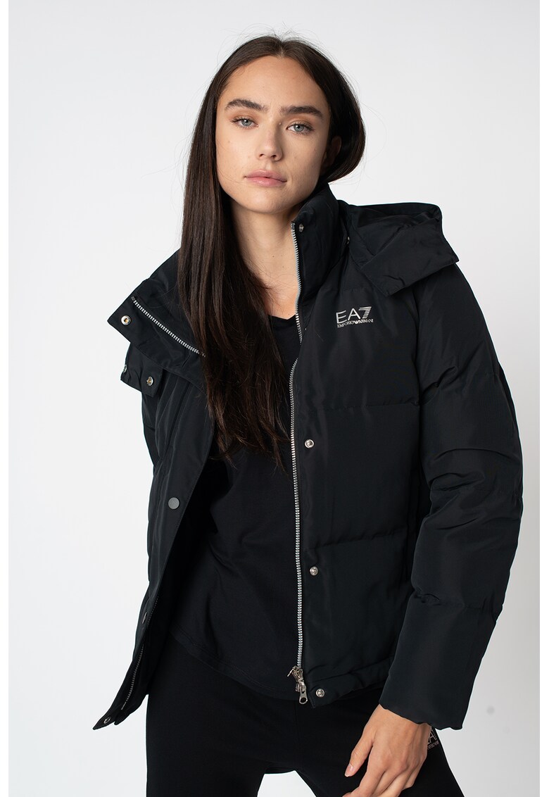 Geaca cu vatelina si gluga detasabila - Negru