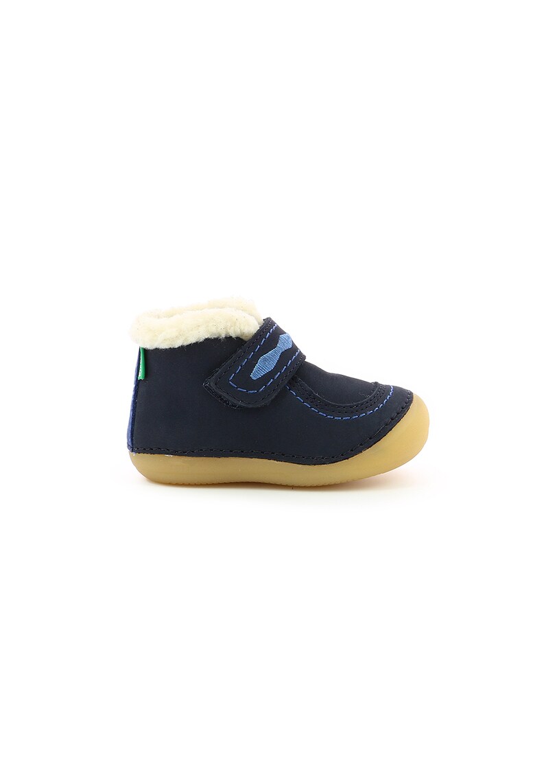 Ghete de piele intoarsa cu captuseala din material teddy