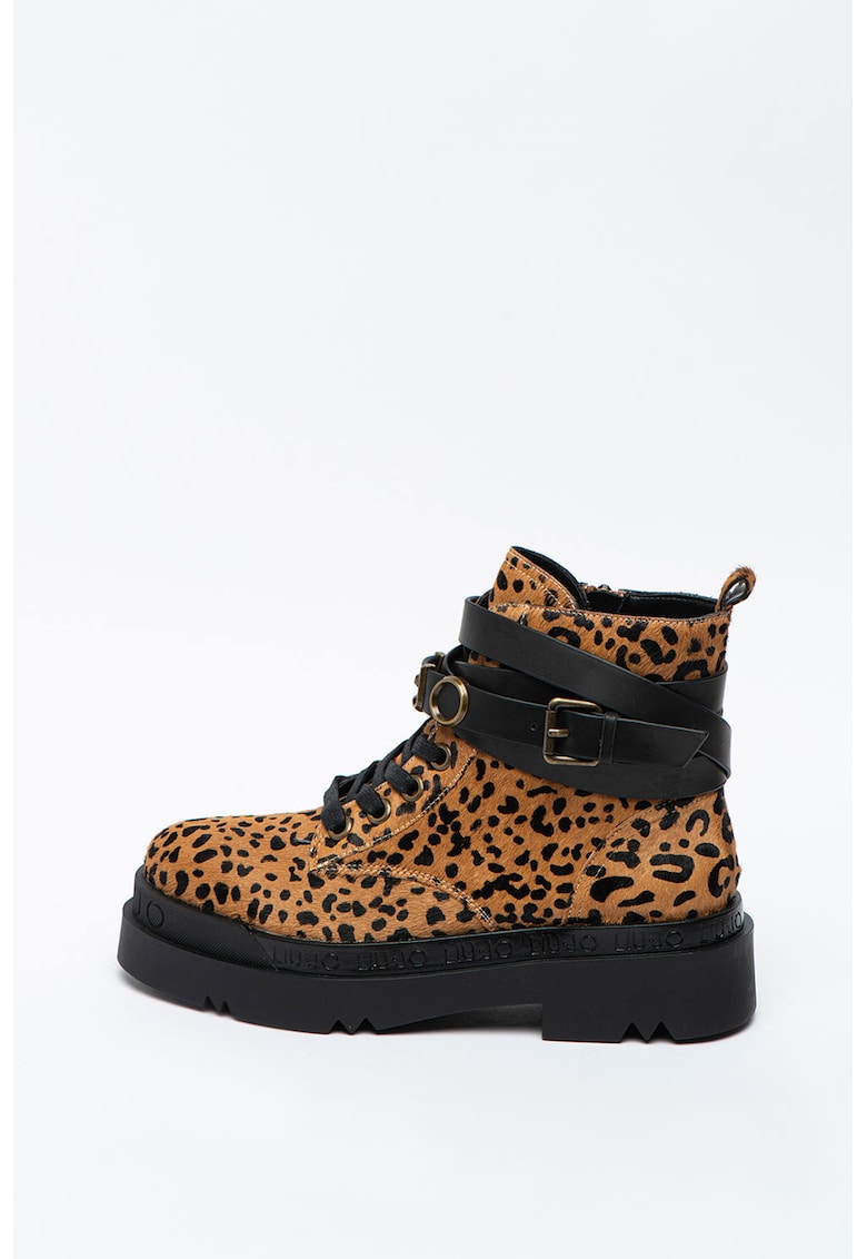 Ghete de piele cu par scurt - cu animal print Love 2