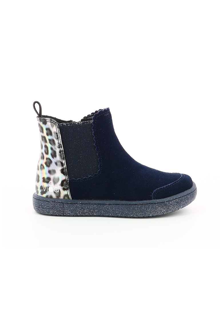Ghete Chelsea de piele intoarsa cu segment cu animal print
