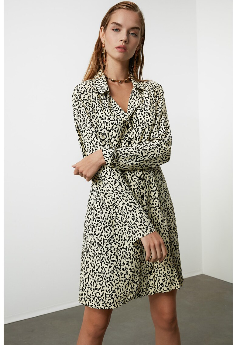 Rochie mini tip camasa cu animal print