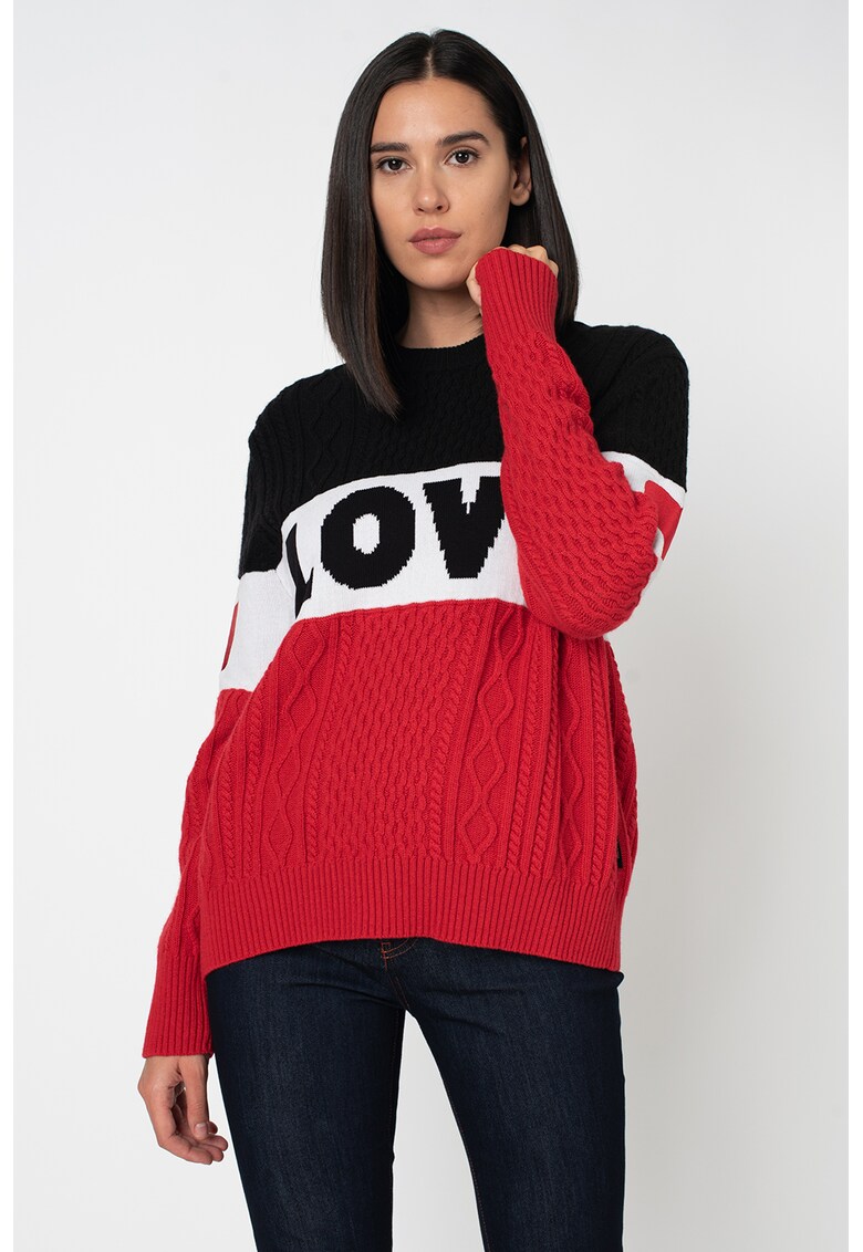 Pulover din amestec de lana cu logo