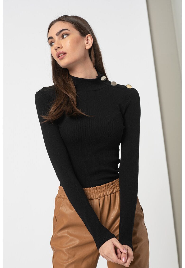 Pulover slim fit cu nasturi decorativi Nina