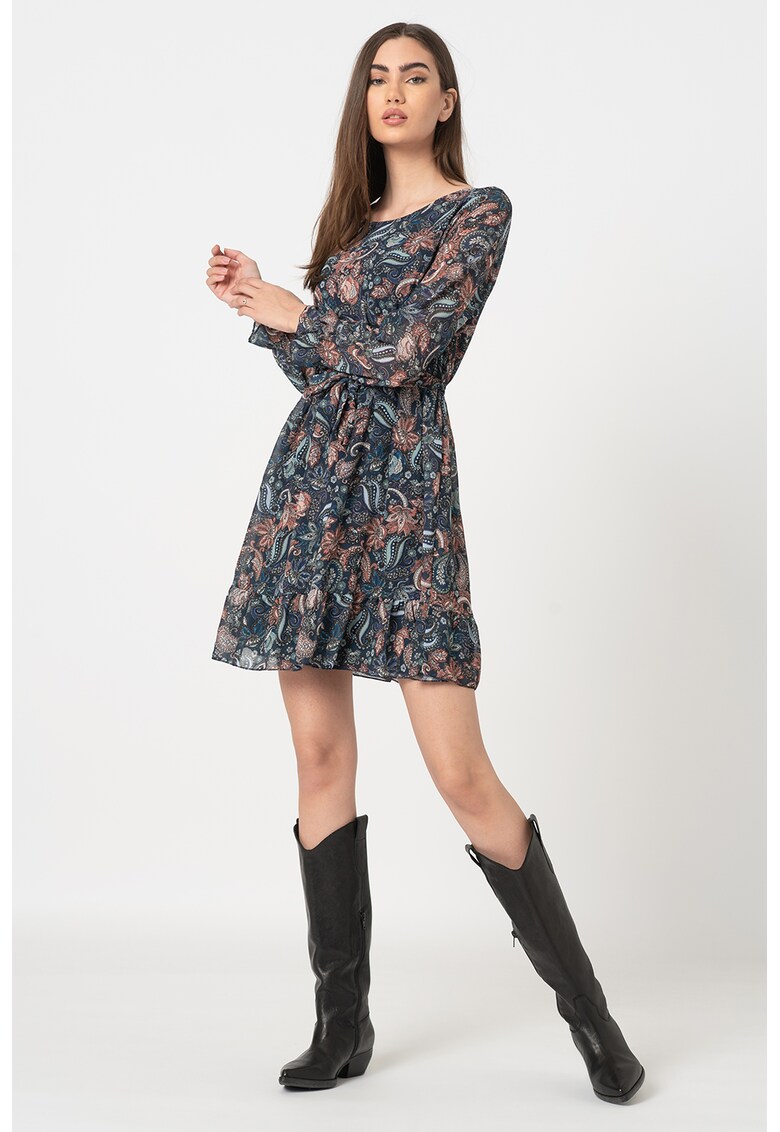 Rochie mini cu imprimeu paisley si cordon in talie Gianna