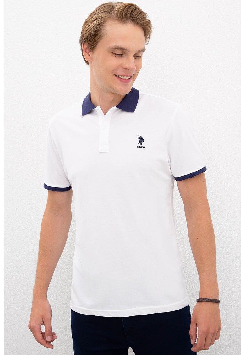 Tricou polo din pique cu detalii contrastante