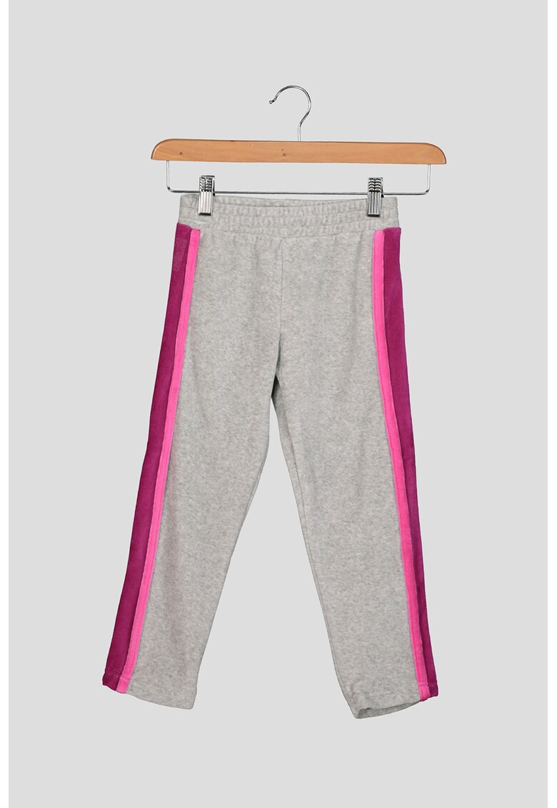 Pantaloni sport de catifea cu insertii laterale contrastante