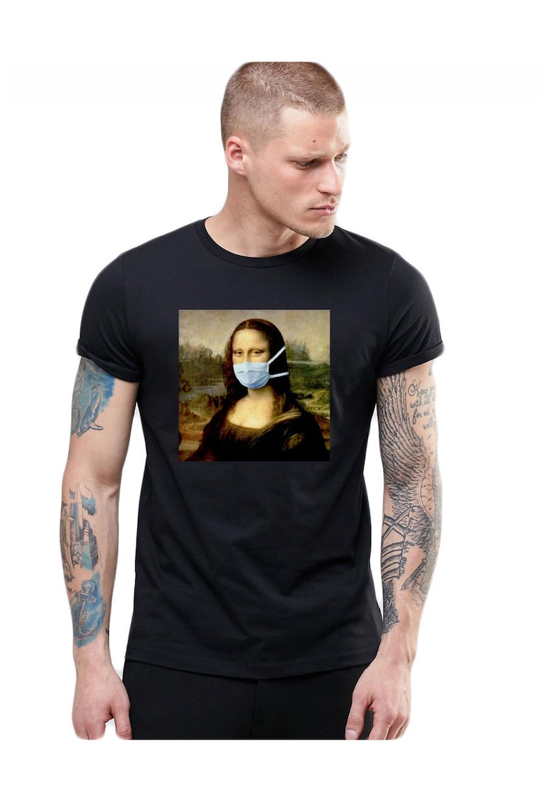 Tricou barbati negru - Mona Lisa in Pandemie