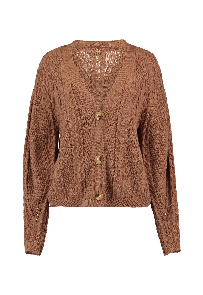 Cardigan cu model torsade si decolteu in V