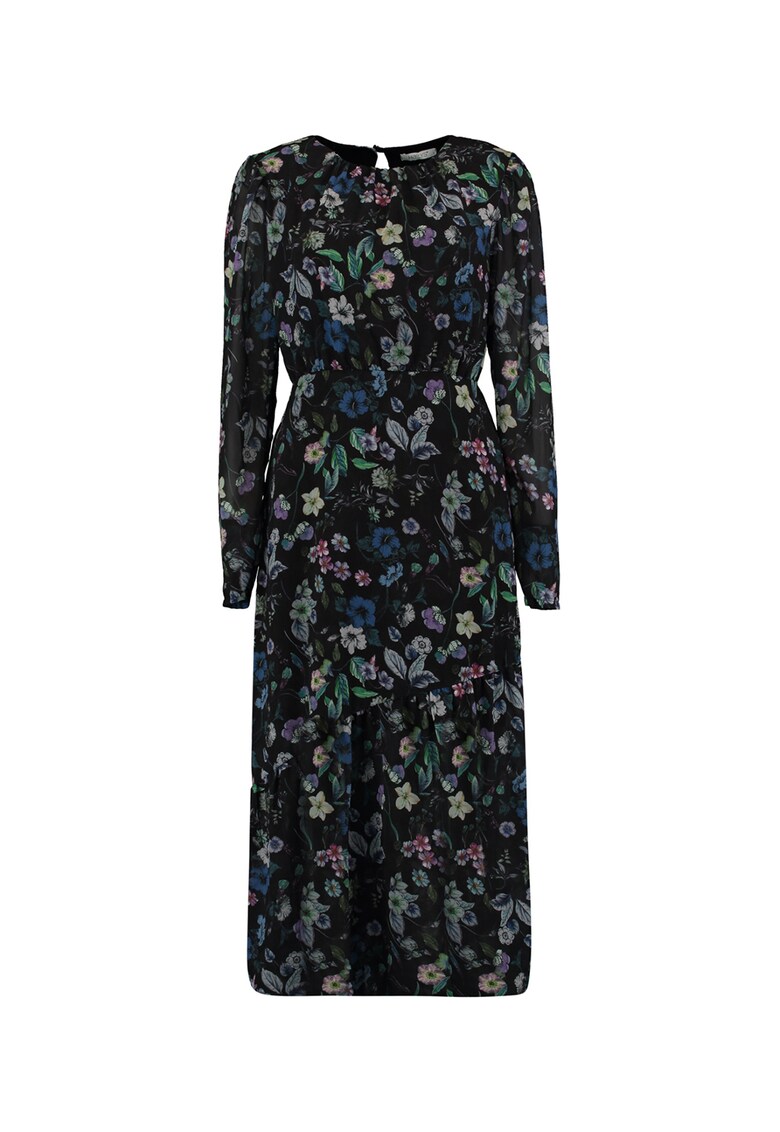 Rochie midi cu maneci lungi si imprimeu floral