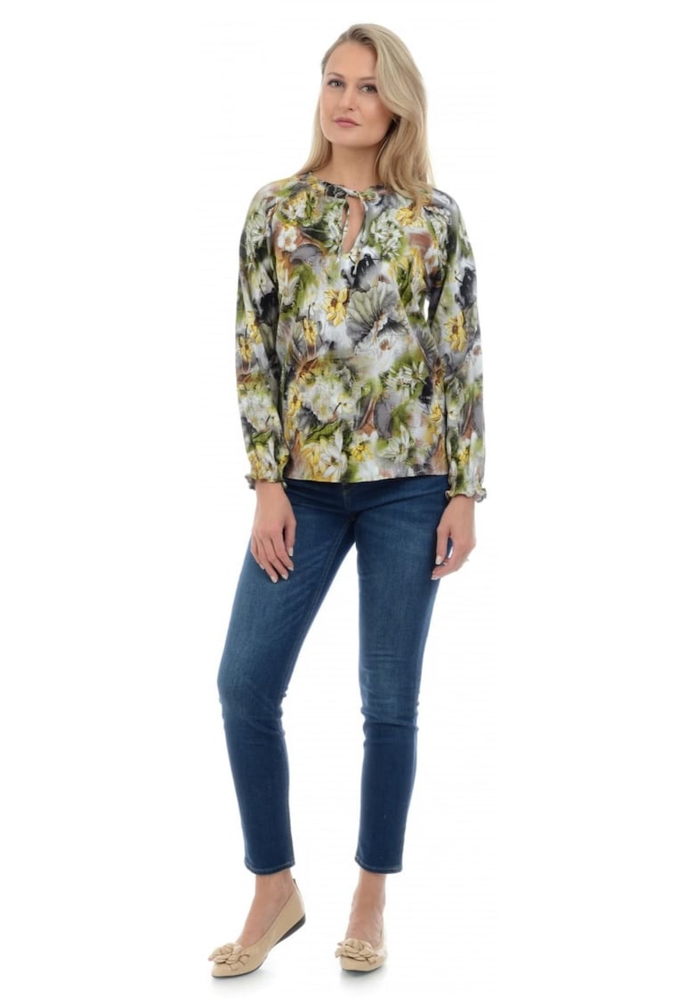 888124542-Bluza Dama Verde si Imprimeu cu Flori