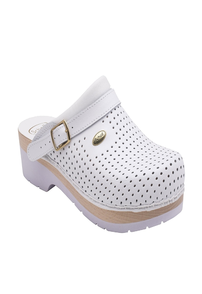 Saboti dama - Clog Supercomfort - piele naturala - alb