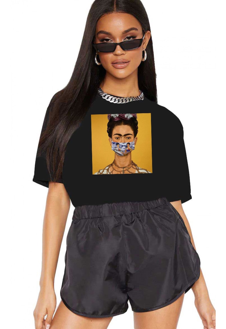 Tricou dama negru - Frida in Pandemie