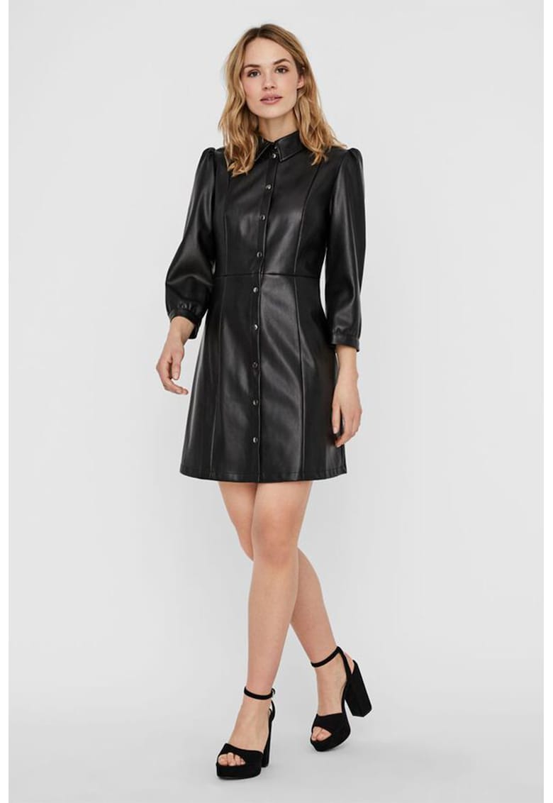 Rochie tip camasa de piele ecologica