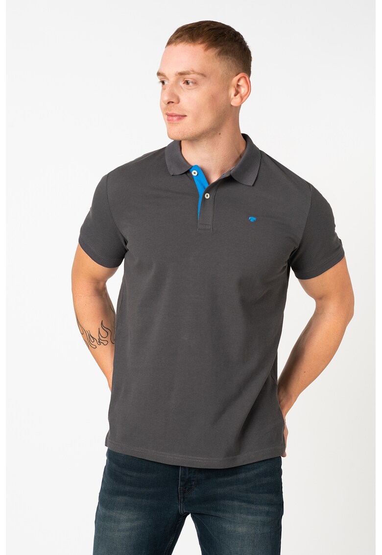 Tricou polo din pique cu detaliu contrastant