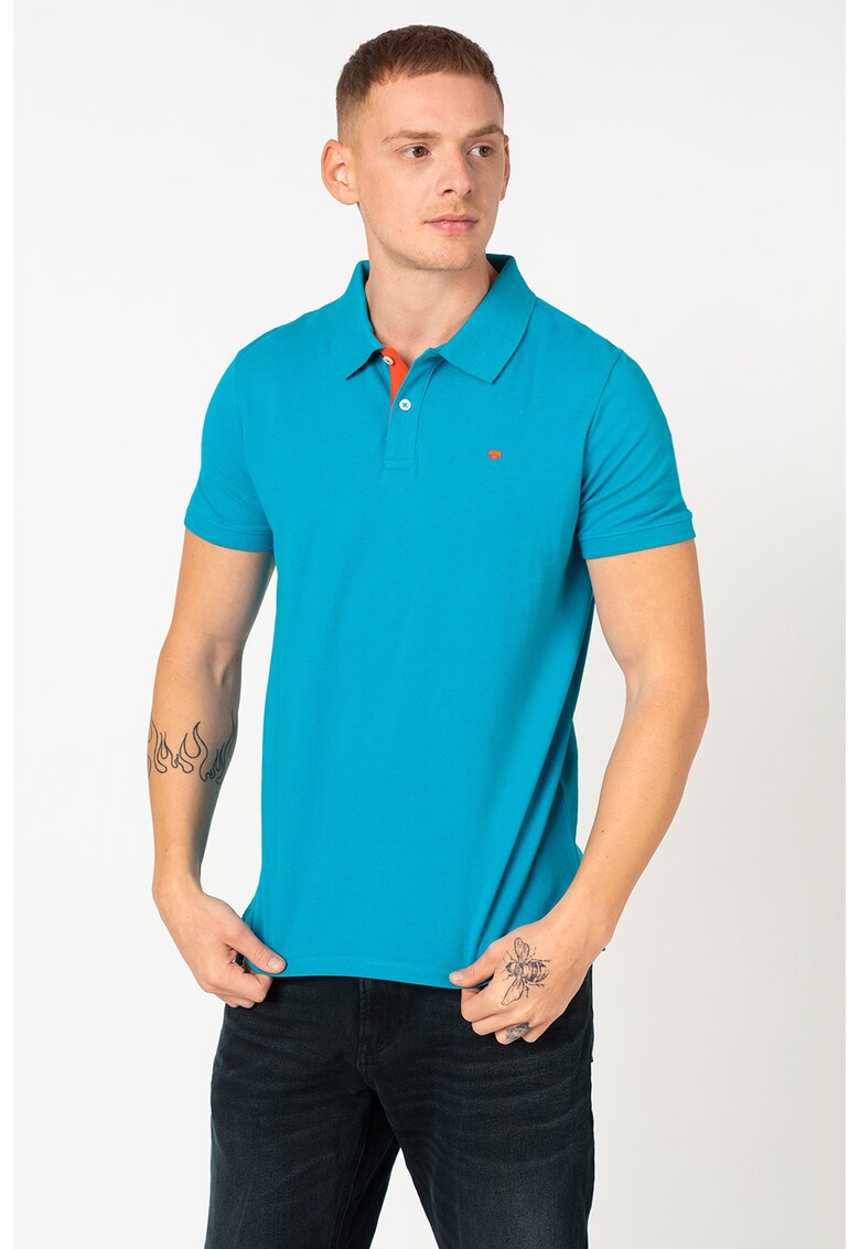 Tricou polo din pique cu detaliu contrastant