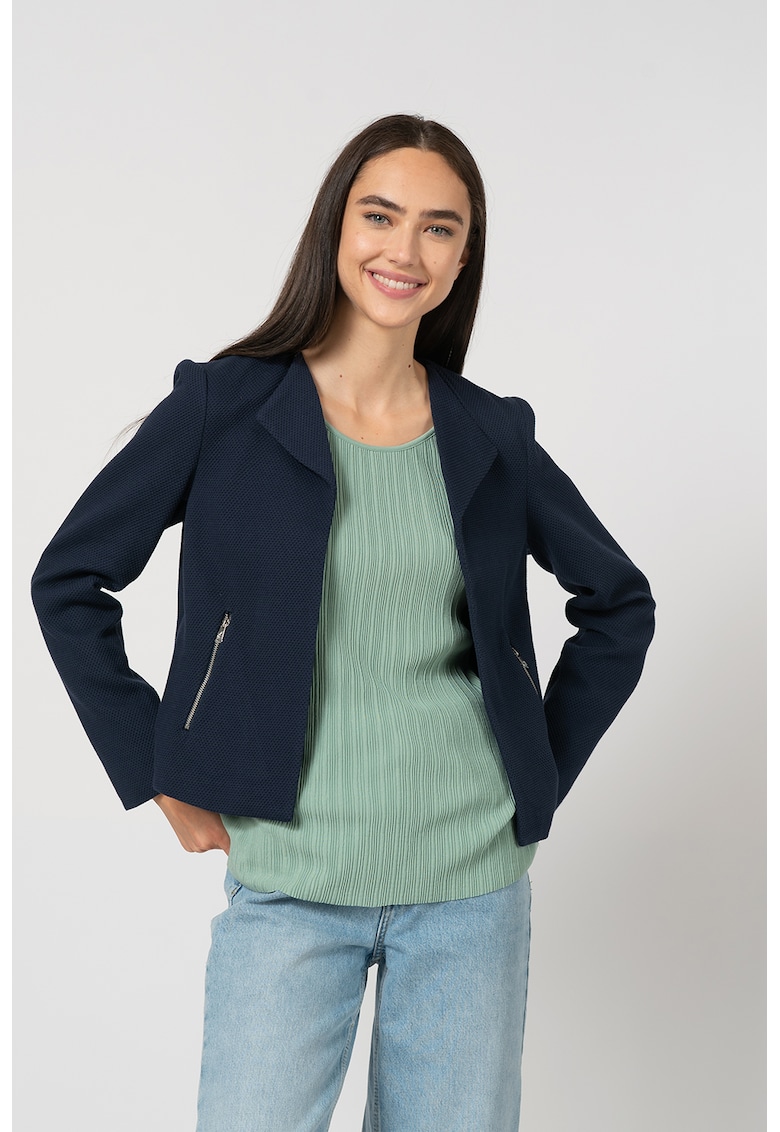 Sacou texturat cu buzunare cu fermoar Sacou texturat cu buzunare cu fermoar