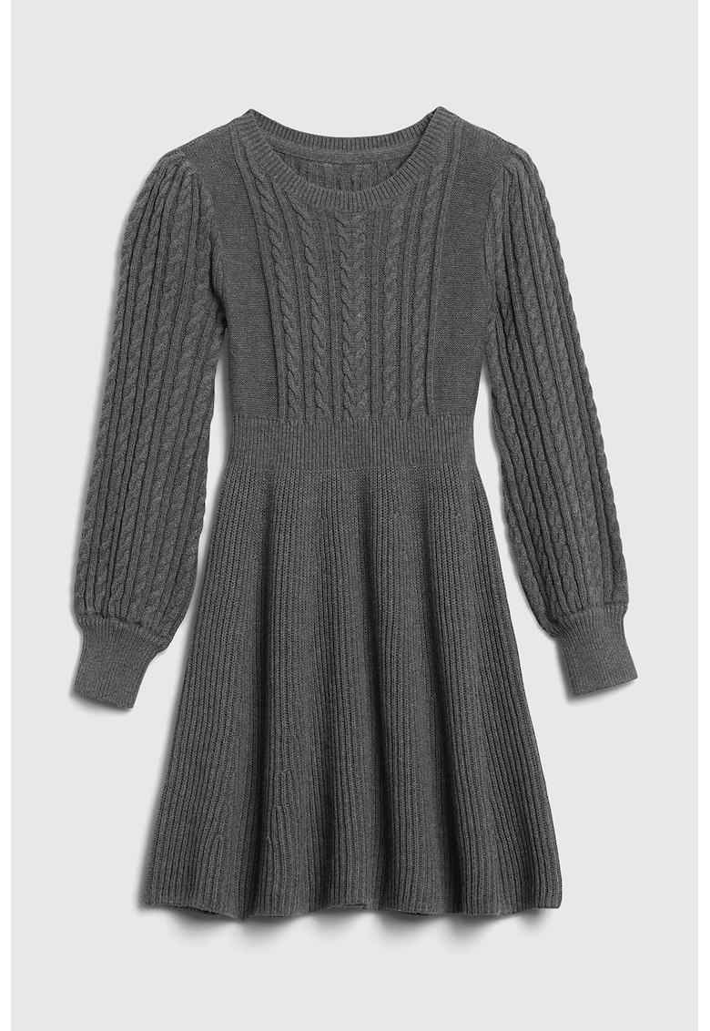 Rochie tip pulover cu croiala evazata si model torsade
