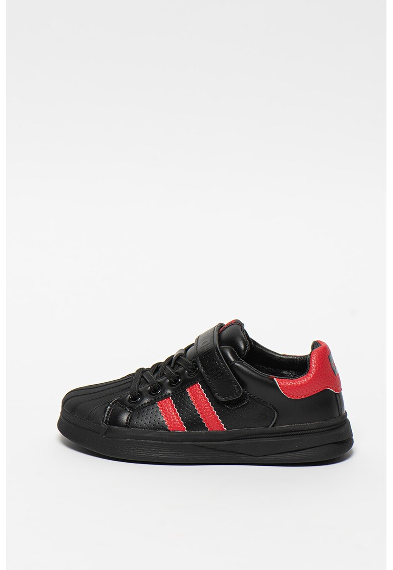 Pantofi sport de piele ecologica - cu velcro si garnituri contrastante