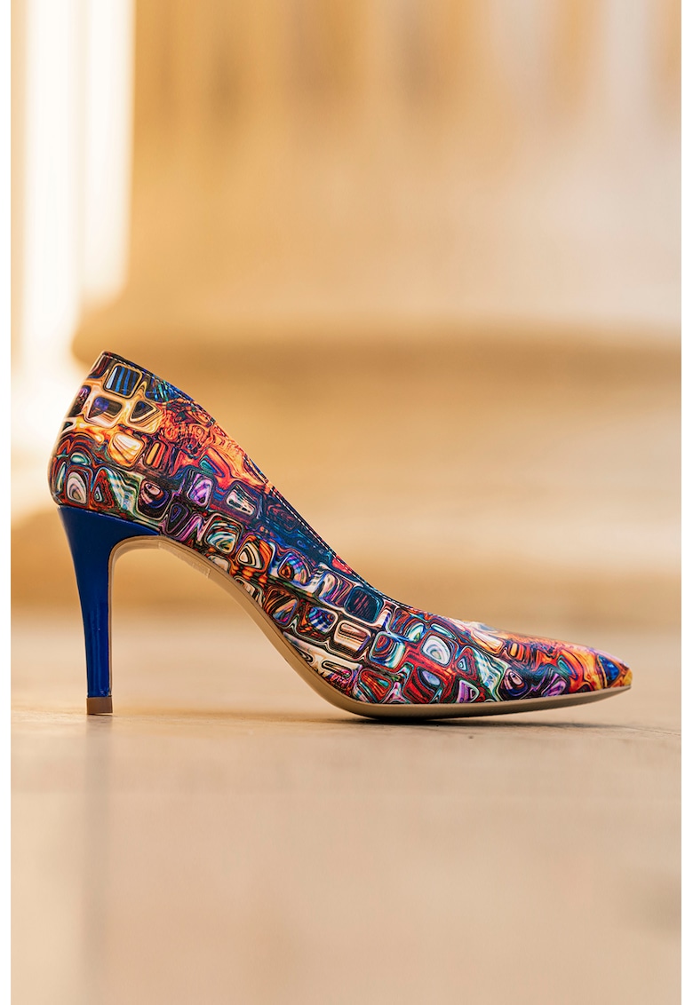 Pantofi stiletto cu toc inalt si imprimeu geometric Adele CONDUR by alexandru imagine noua