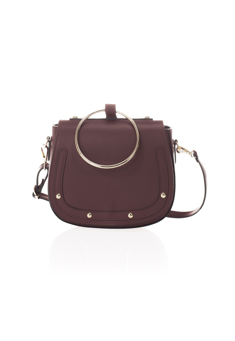 Geanta crossbody de piele cu maner metalic