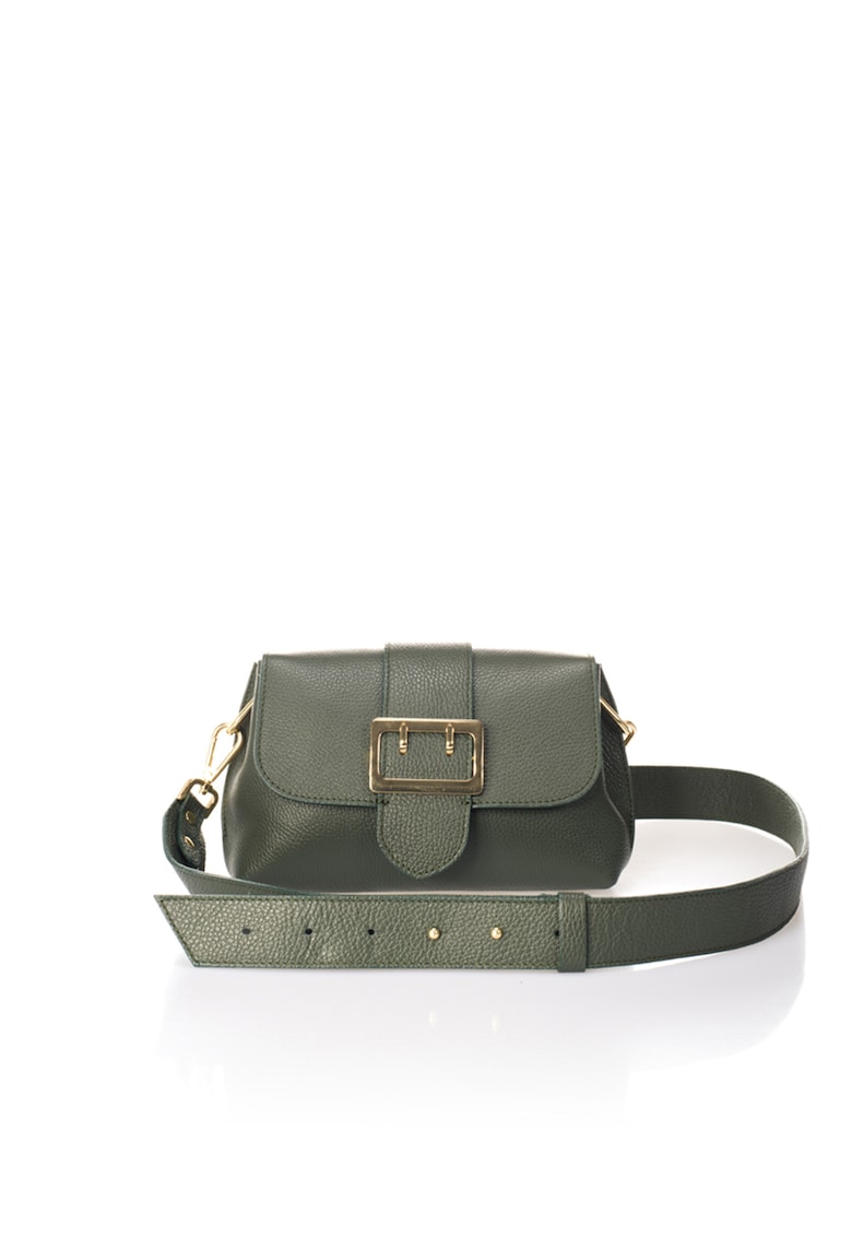 Geanta crossbody de piele cu catarama decorativa