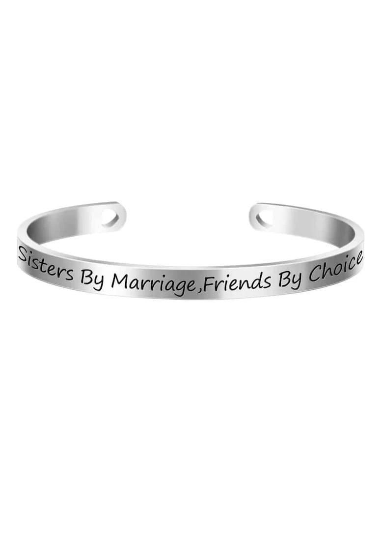 Bratara ajustabila - argintie - gravata Sisters by marriage - friends by choice P10 - Bratara ajustabila - argintie - gravata Sisters by marriage - friends by choice P10 -