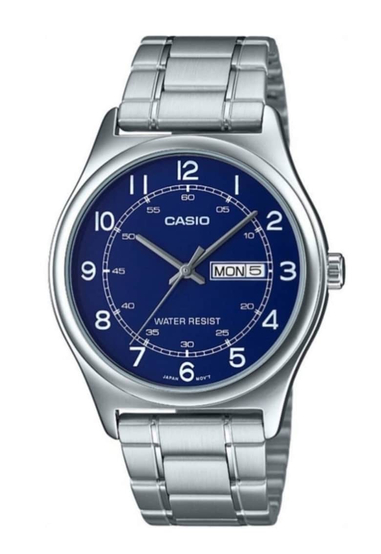 Ceas barbatesc -  MTP-V006D-2BUDF - Quartz - Casual - Cristal mineral - Otel - Albastru/Argintiu - 40 mm