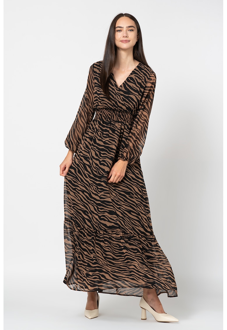 Rochie cu decolteu in V si model animal print