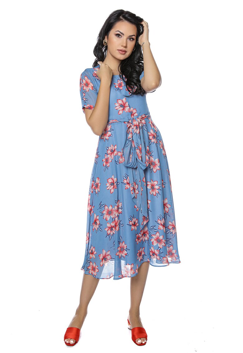 Rochie midi vaporoasa cu imprimeu