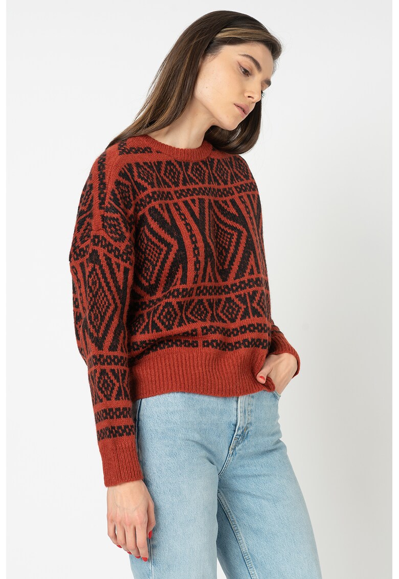 Pulover din amestec de lana cu imprimeu geometric