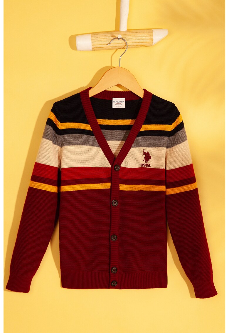Cardigan cu model in dungi si decolteu in V