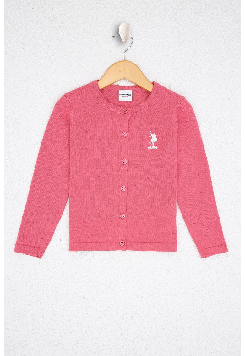 Cardigan cu nasturi si logo brodat