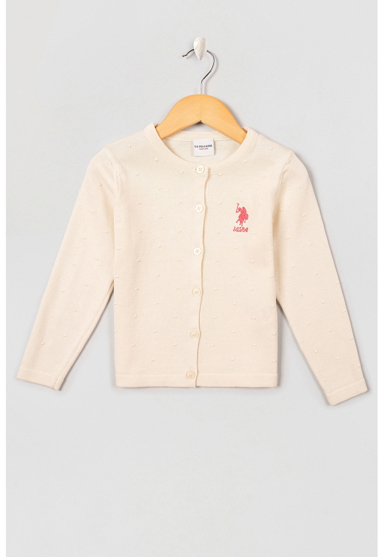 Cardigan cu nasturi si logo brodat