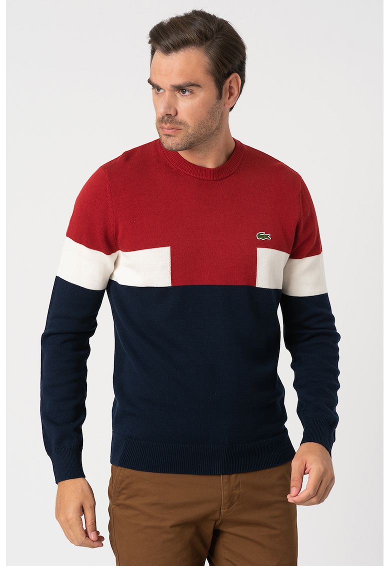 Pulover din amestec de lana cu aspect colorblock