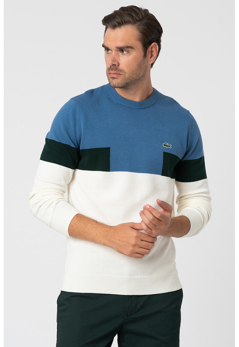 Pulover din amestec de lana cu aspect colorblock