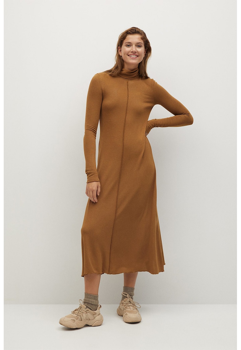 Rochie midi cu guler inalt Almi - Maro scortisoara