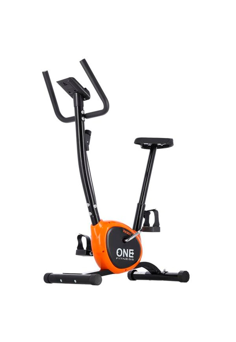 Bicicleta fitness exercitii RW3011 - Mecanic - Greutate maxima utilizator 100 kg - negru/portocaliu