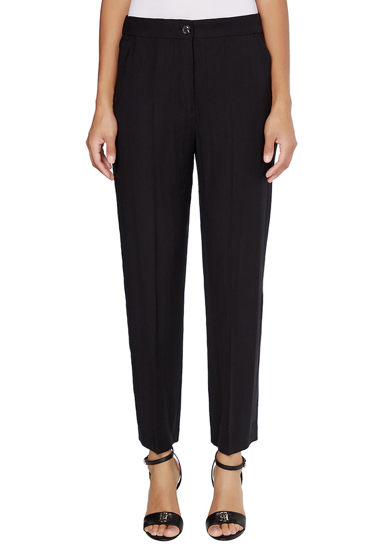 Pantaloni crop conici din amestec de lyocell