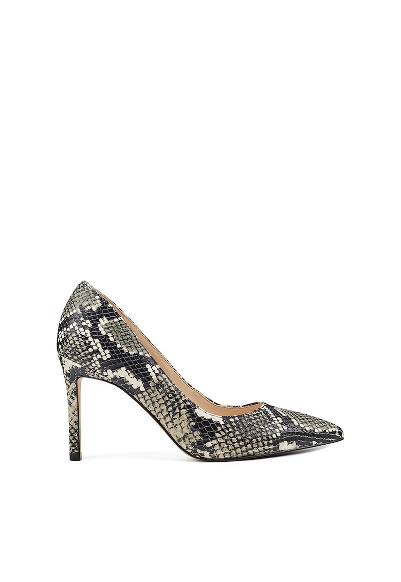 Pantofi stiletto de piele cu aspect de piele de sarpe Ezra