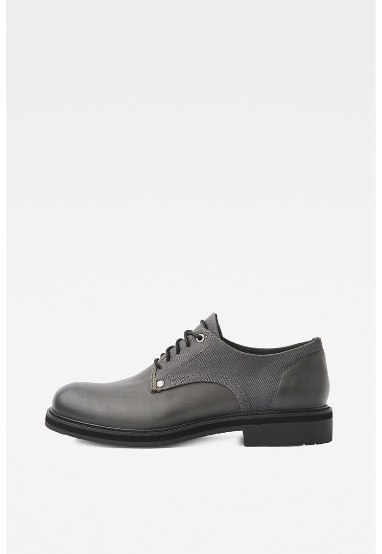 Pantofi derby de piele cu insertii din denim