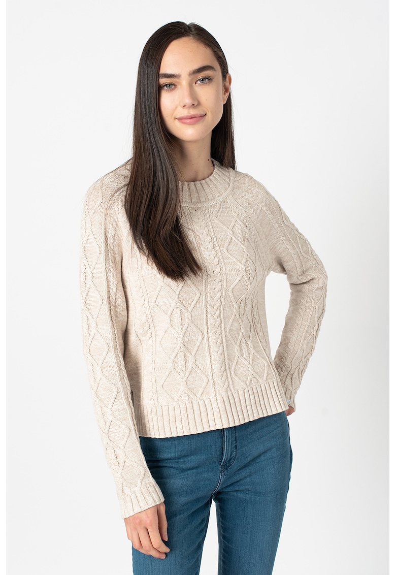 Pulover cu slituri laterale si model torsade