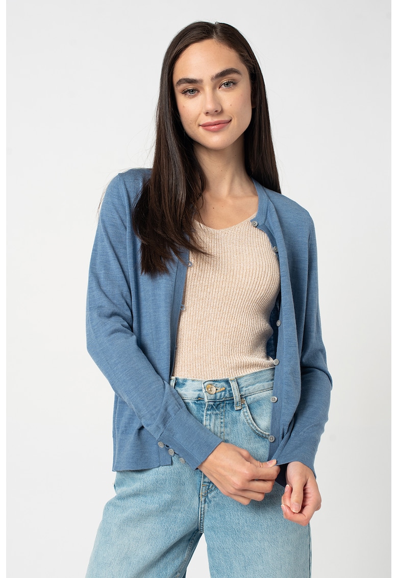 Cardigan de lana merino - cu decolteu la baza gatului