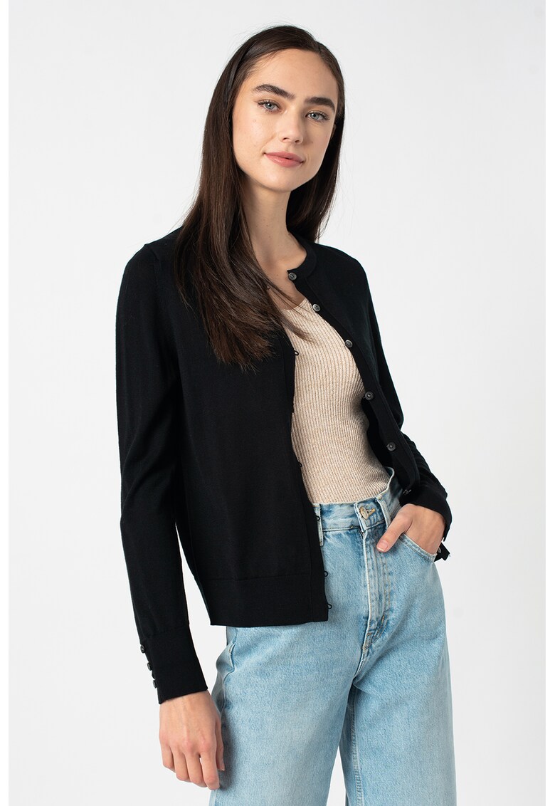 Cardigan de lana merino - cu decolteu la baza gatului