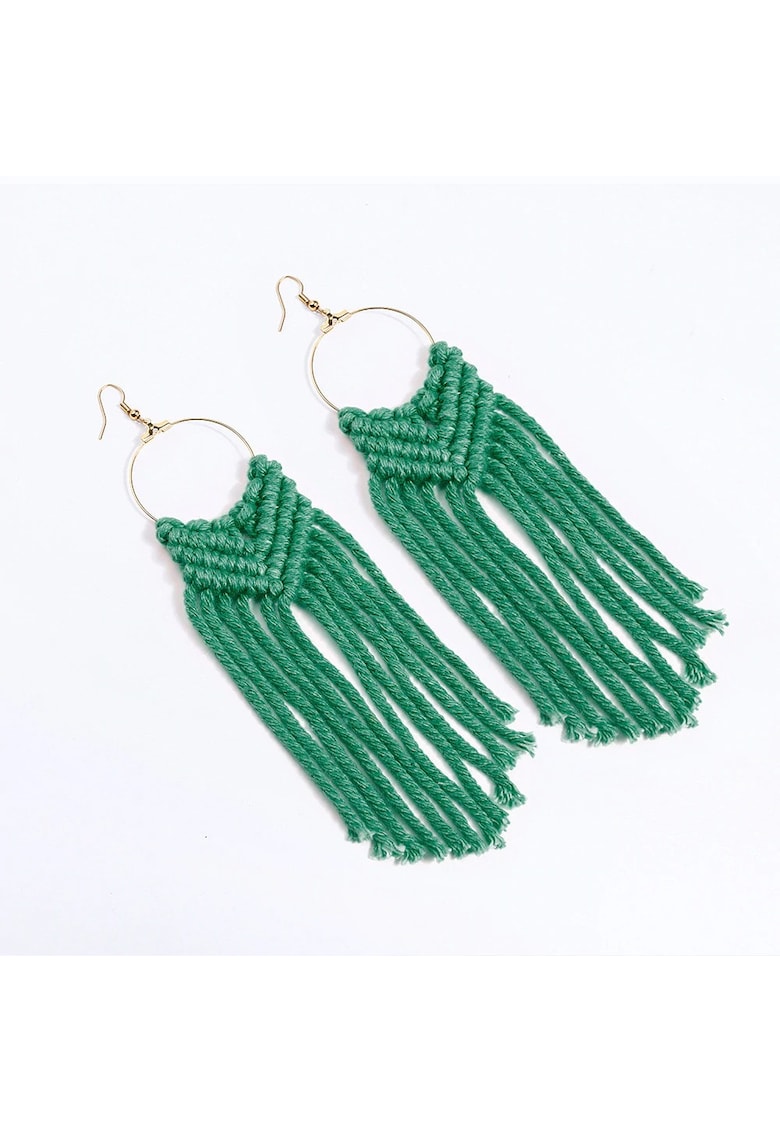 Cercei macrame impletit - verzi - Louiza C2 -