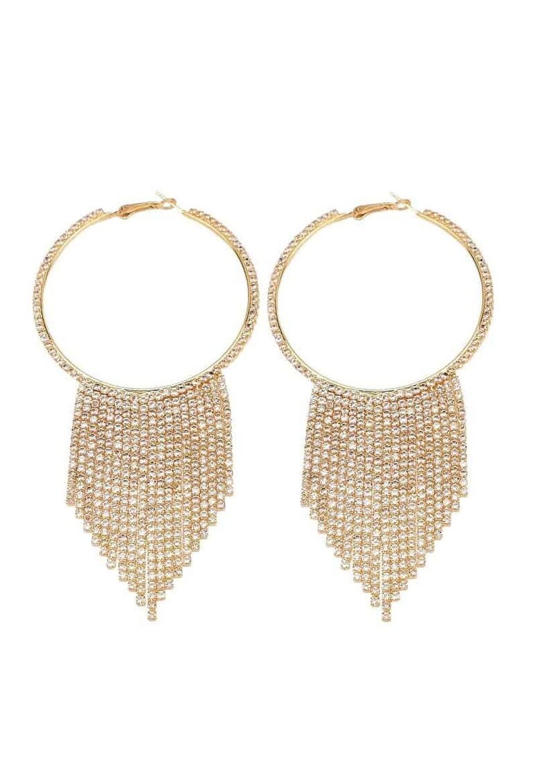 Cercei rotunzi - cu franjuri - pietre - Lotty C1 - Auriu