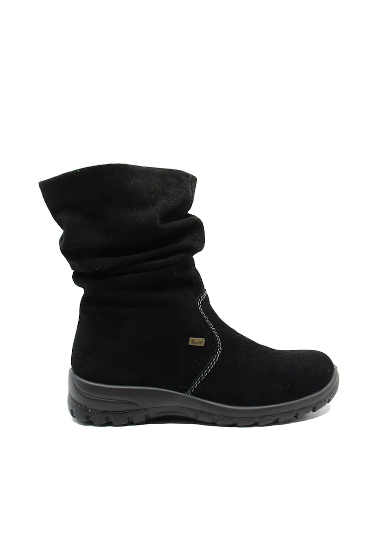 Ghete negre - din piele intoarsa - cu caramb incretit - Negru