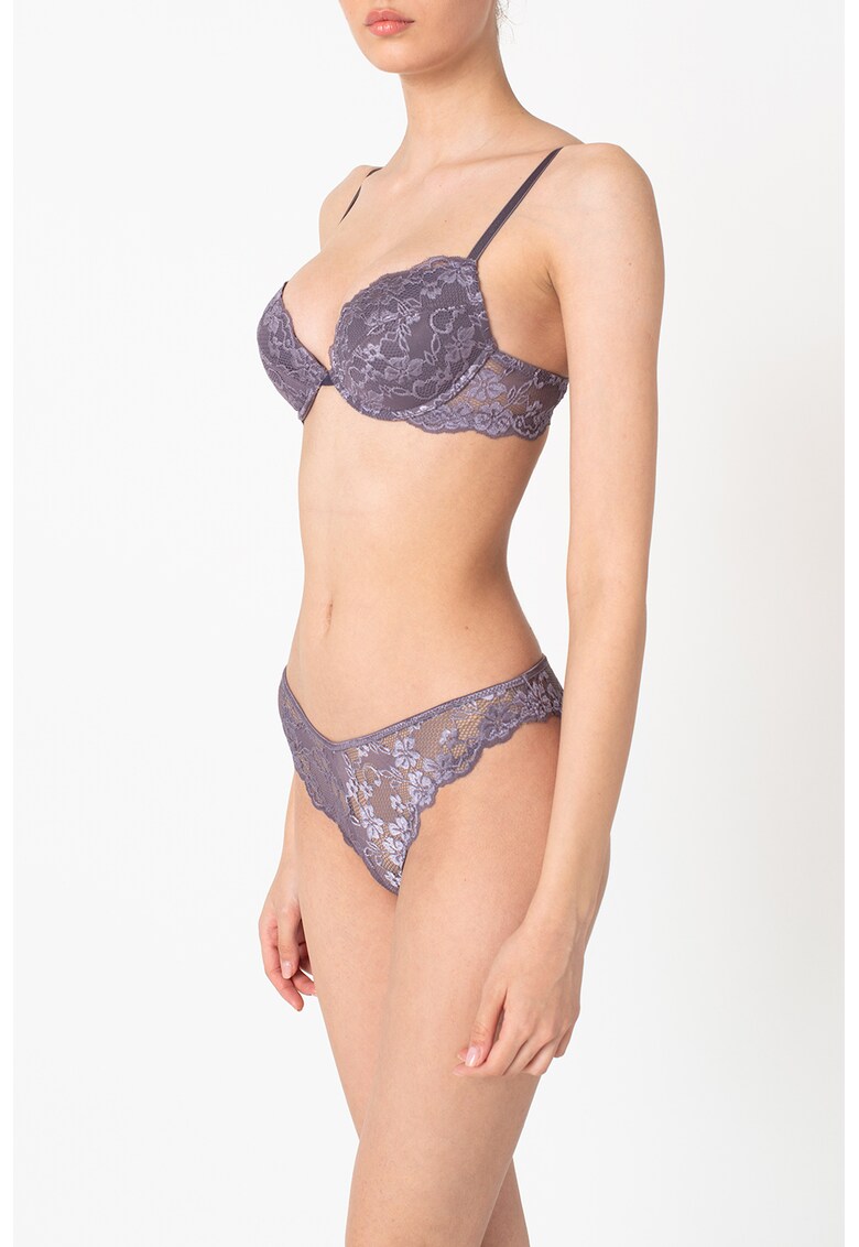 Sutien push up cu strat exterior de dantela - cu model floral