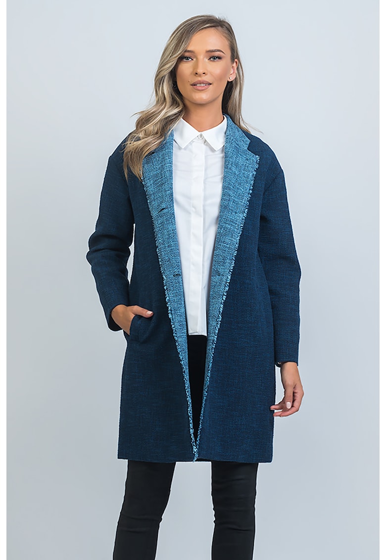 Palton din amestec de lana virgina Went Offline EMAT Concept