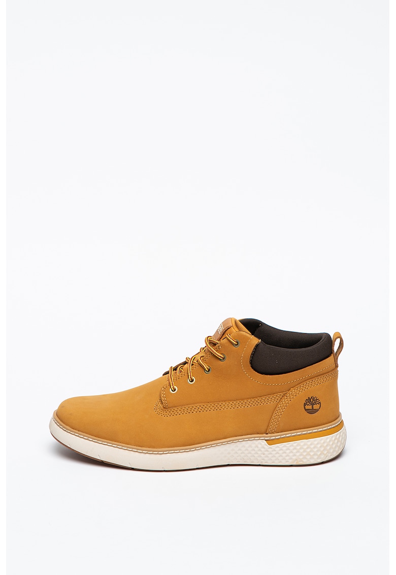 Ghete chukka de piele cu garnituri textile Cross Mark - Maro camel