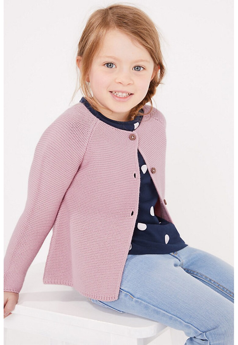 Cardigan de bumbac cu maneci raglan